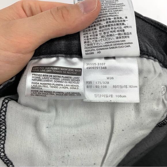 LEVI'S 511 Cutoff Jean Shorts Washed Black 36 - Picture 6 of 8